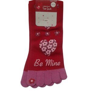 Valentines Day Toe Socks Be Mine Print Red Pink Heart Floral Glitter New